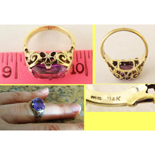 Antique Arts & Crafts Art Nouveau Ring 14k gold openwork Amethyst (5416)