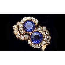 Antique Ring Art Nouveau Gold Diamonds Sapphires Swirl Design