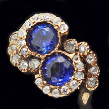 Antique Ring Art Nouveau Gold Diamonds Sapphires Swirl Design w Appraisal (5478)