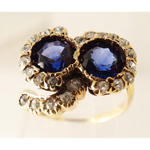 Antique Ring Art Nouveau Gold Diamonds Sapphires Swirl Design w Appraisal (5478)
