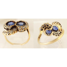 Antique Ring Art Nouveau Gold Diamonds Sapphires Swirl Design w Appraisal (5478)