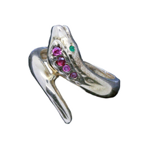 Antique Snake Ring 14k Gold Ruby Emerald circa 1930-40's (5497)