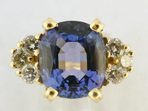 Ring Tanzanite Diamonds Gold w GIA Certificate Engagement Wedding Ring (5498)