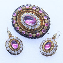 Antique Victorian Earrings Brooch Set Gold Gems Coral