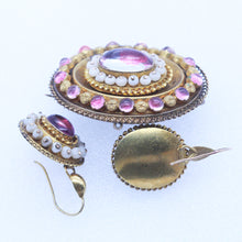 Antique Victorian Earrings Brooch Set Gold Gems Coral w Box &Appraisal (5132)