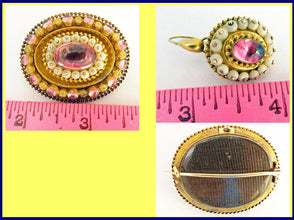 Antique Victorian Earrings Brooch Set Gold Gems Coral w Box &Appraisal (5132)
