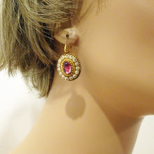 Antique Victorian Earrings Brooch Set Gold Gems Coral w Box &Appraisal (5132)