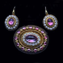 Antique Victorian Earrings Brooch Set Gold Gems Coral w Box &Appraisal (5132)