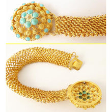 Antique Georgian Jewelry Set Gold Cannetille Turquoise Earrings Cross (5432)