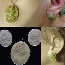 Antique Victorian Cameo Set Earrings Brooch Pendant 14k Gold Classic (3397)