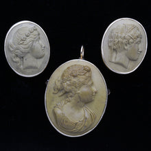 Antique Victorian Cameo Set Earrings Brooch Pendant 14k Gold Classic (3397)