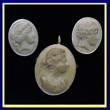 Antique Victorian Cameo Set Earrings Brooch Pendant 14k Gold Classic (3397)