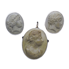 Antique Victorian Cameo Set Earrings Brooch Pendant 14k Gold Classic (3397)