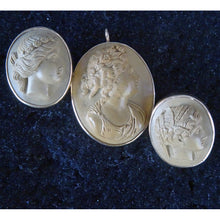 Antique Victorian Cameo Set Earrings Brooch Pendant 14k Gold Classic (3397)