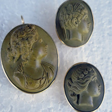 Antique Victorian Cameo Set Earrings Brooch Pendant 14k Gold Classic (3397)