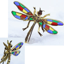Buccellati Dragonfly Brooch Plique-à-jour  Enamel 18k Gold Italy Vintage (5657)