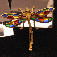 Buccellati Dragonfly Brooch Plique-à-jour  Enamel 18k Gold Italy Vintage (5657)