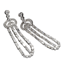 Vintage Earrings 4.50ct Diamonds Platinum Long Ear Pendants w Appraisal  (5578)