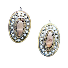 Antique Georgian Napoleon I Imperial Earrings Gold Pearls Cannetille (5619)