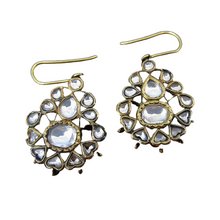 Antique Earrings White Sapphires Ear Pendant Silver Gold w Appraisal India(5743)