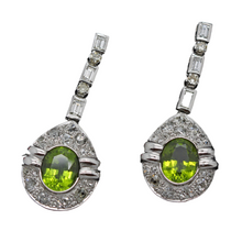 Vintage Ear Pendant Earrings Platinum Peridot Diamond w Appraisal (5776)
