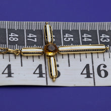 Antique Vintage 14k Gold Enamel Citrine Christian Cross Pendant Necklace (5533)