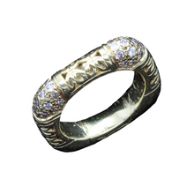 Mystery Alishan Ring 18k Gold Diamonds Square Wedding Band Gothic Unusual (5630)