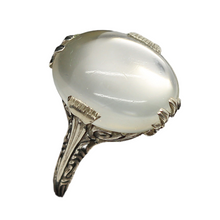Antique Art Deco Ring Moonstone 14k White Gold (5650)
