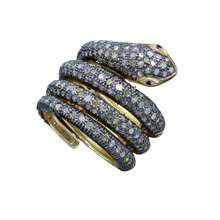 Snake Ring Gold Silver 1 1/4ct Diamonds Coiled Snake w Appraisal (5719)