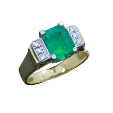 Vintage Art Deco Ring Emerald Diamonds 18k Gold Platinum Unisex Appraisal (5803)