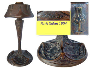 Lamp Art Nouveau Bronze Sculpted Thistle Listed Artist Leleu Paris French (3121)