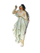 Antique Victorian Lithopane carved porcelain Neo Classic Woman in garden (2109)