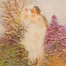 Antique Victorian Lithopane carved porcelain Neo Classic Woman in garden (2109)