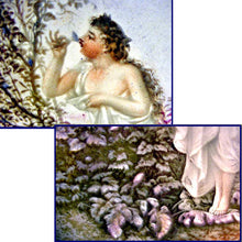 Antique Victorian Lithopane carved porcelain Neo Classic Woman in garden (2109)