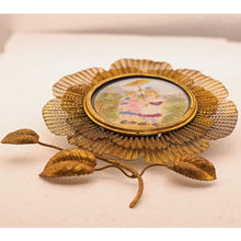 RARE Antique Victorian Lithopane Cottage Scene Children Gilt flower Frame (2111)