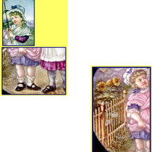 RARE Antique Victorian Lithopane Cottage Scene Children Gilt flower Frame (2111)