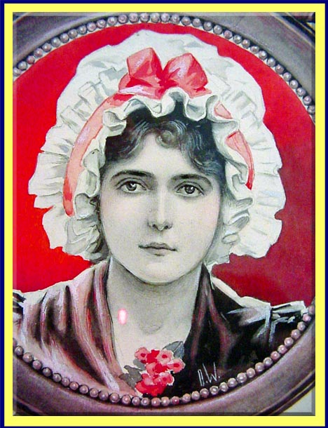 Antique Edwardian Miniature Portrait painting girl famous artist O WILSON 