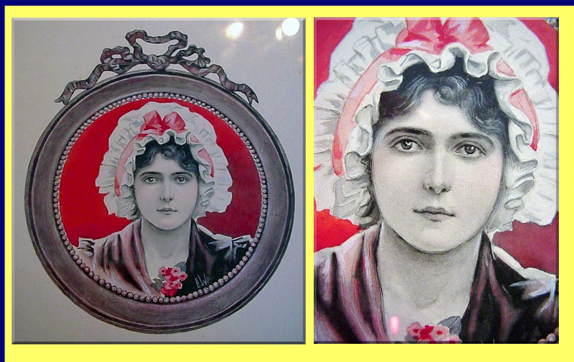 Antique Edwardian Miniature Portrait painting girl famous artist O WILSON (3065)