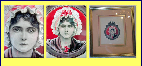 Antique Edwardian Miniature Portrait painting girl famous artist O WILSON (3065)