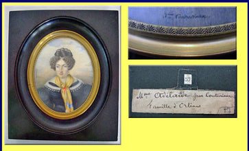 Antique Georgian miniature portrait painting French Bourbon Princess signed(3077)