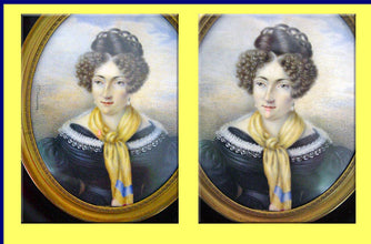 Antique Georgian miniature portrait painting French Bourbon Princess signed(3077)