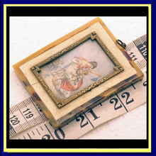 Antique miniature portrait woman child playing French toy rocking horse (3117)