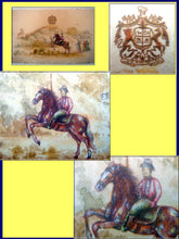 Antique Miniature Painting British Raj in India Horseman Gold Coat of Arms #3940