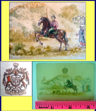 Antique Miniature Painting British Raj in India Horseman Gold Coat of Arms #3940