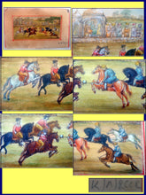 Antique Miniature Painting Watercolor paper UK Raj India Polo Game Horses (#3941