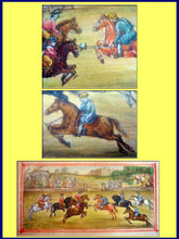 Antique Miniature Painting Watercolor paper UK Raj India Polo Game Horses (#3941