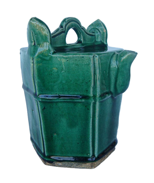 Antique 1700'S Chinese ceramic Water Pot Green glaze (4047)