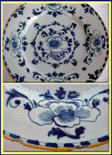 Antique Georgian pair Dutch Delft plates faience blue and white tin glaze (2886)