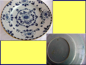 Antique Georgian pair Dutch Delft plates faience blue and white tin glaze (2886)