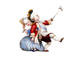 Antique Meissen Handpainted Trivet Children Playing Bee (1010)